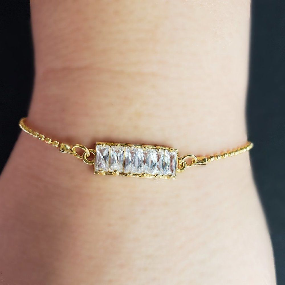 Handmade Dainty 18K Gold Plated Stainless Steel Bracelet Zirconia